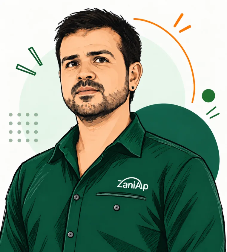 Retrato ilustrado de Juan Gabriel Valencia, director técnico de ZaniAp